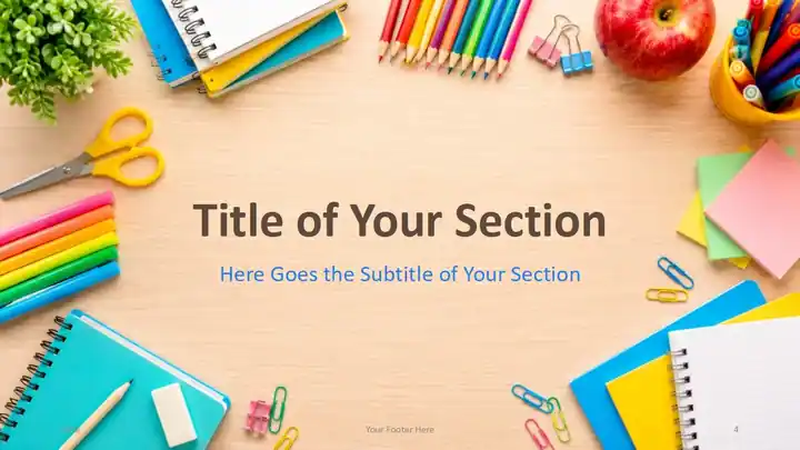 School Supplies Desk Template