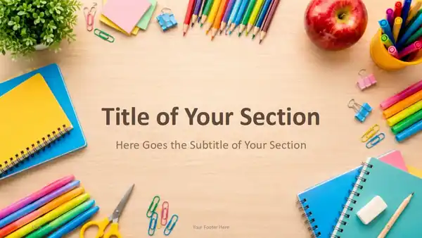 School Supplies Desk Template