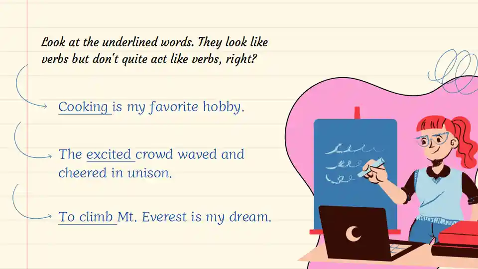 Verbals, Gerunds and Participles Lesson for Middle School