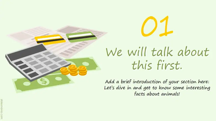 Let’s talk about personal finance free slides theme for ppt, Canva and Google Slides.