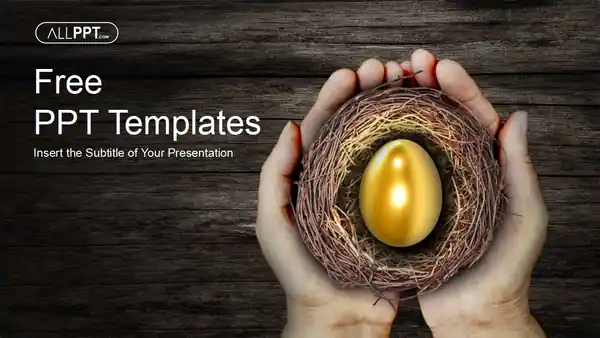 Small Nest Golden Egg PowerPoint Templates