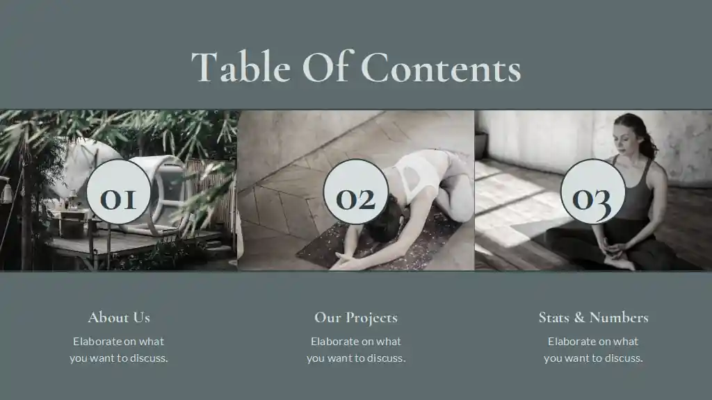 Muted Green Minimal Geometric Wellness and Retreat Business Slides