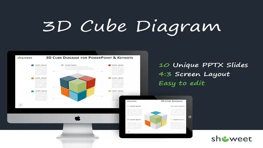 3D Cube Diagram for PowerPoint and Keynote