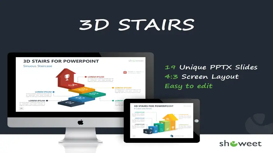 3D Stair Templates for PowerPoint