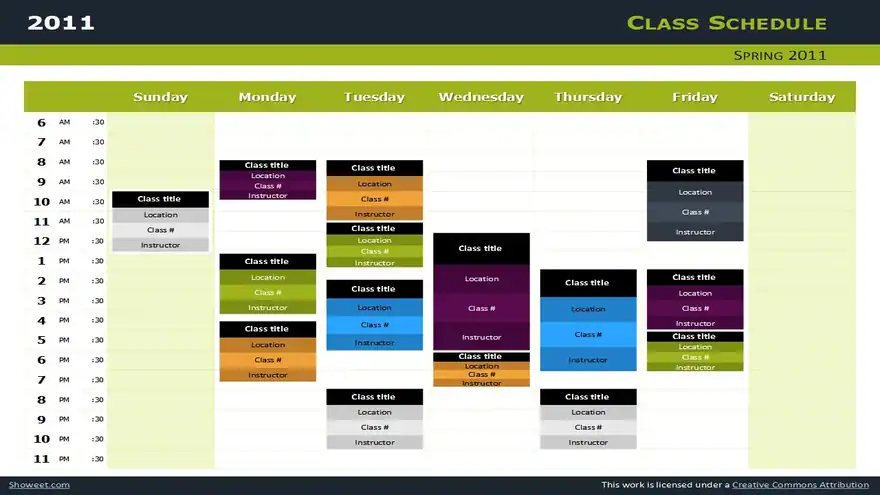 Class Schedule – Free Charts for PowerPoint and Impress