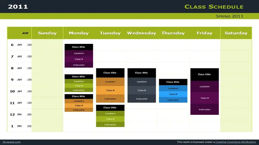 Class Schedule – Free Charts for PowerPoint and Impress
