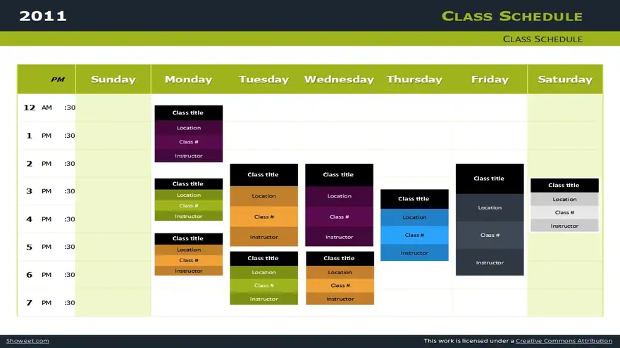 Class Schedule – Free Charts for PowerPoint and Impress