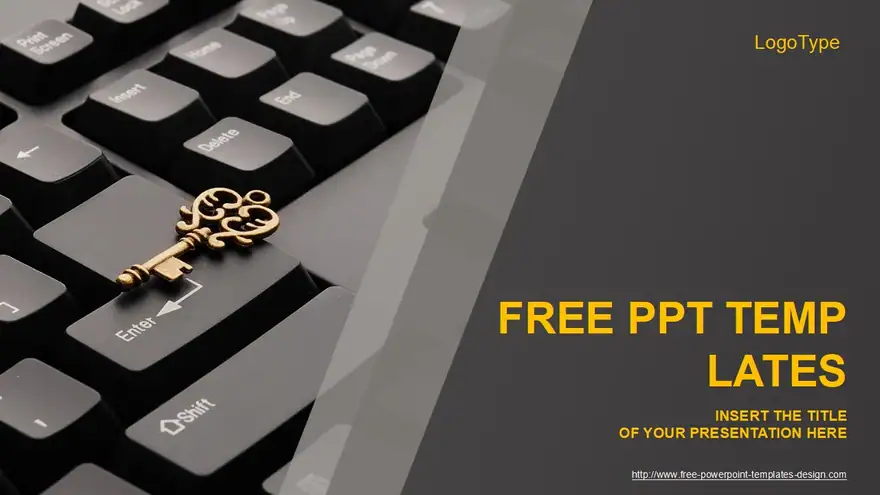 Computer Golden Key PowerPoint Template
