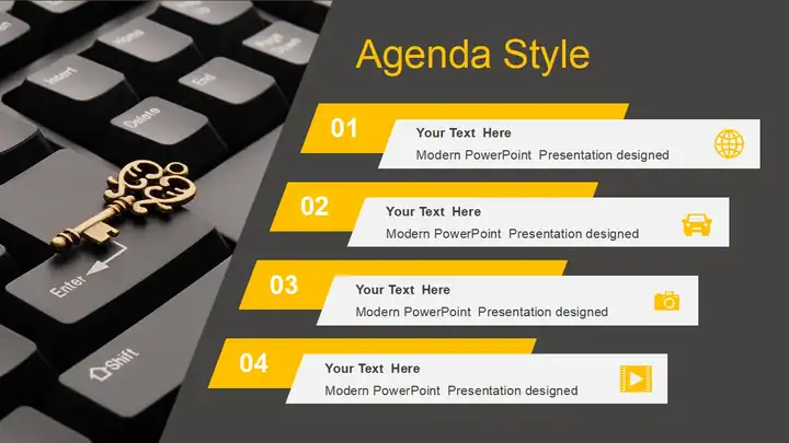 Computer Golden Key PowerPoint Template