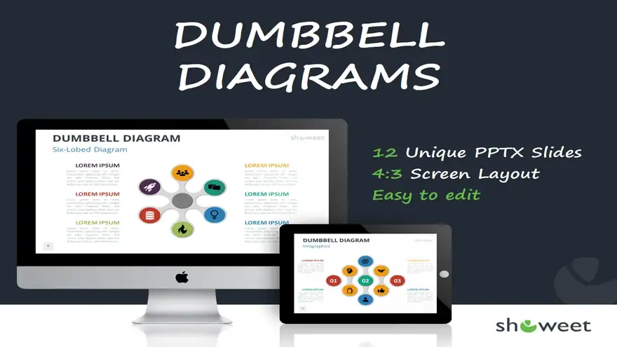 Dumbbell Diagrams for PowerPoint and Google Slides