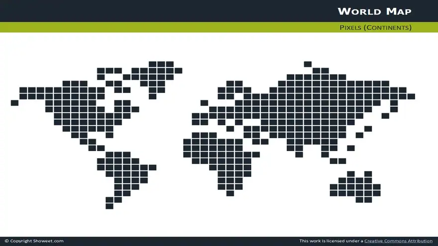 Free Pixel World Map for PowerPoint