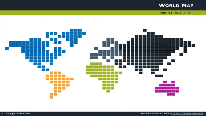 Free Pixel World Map for PowerPoint