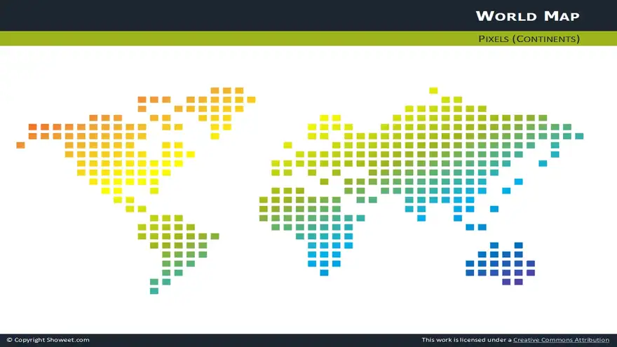 Free Pixel World Map for PowerPoint