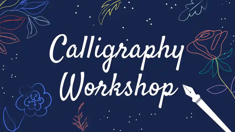 Navy Neon Botanical floral Calligraphy Workshop Slides