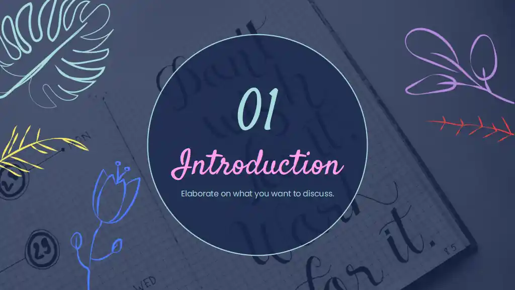 Navy Neon Botanical floral Calligraphy Workshop Slides