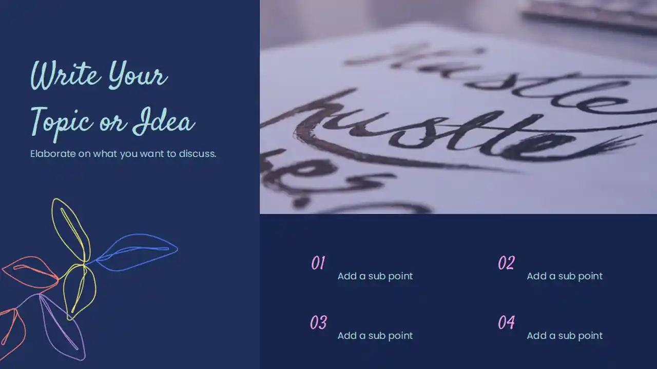 Navy Neon Botanical floral Calligraphy Workshop Slides