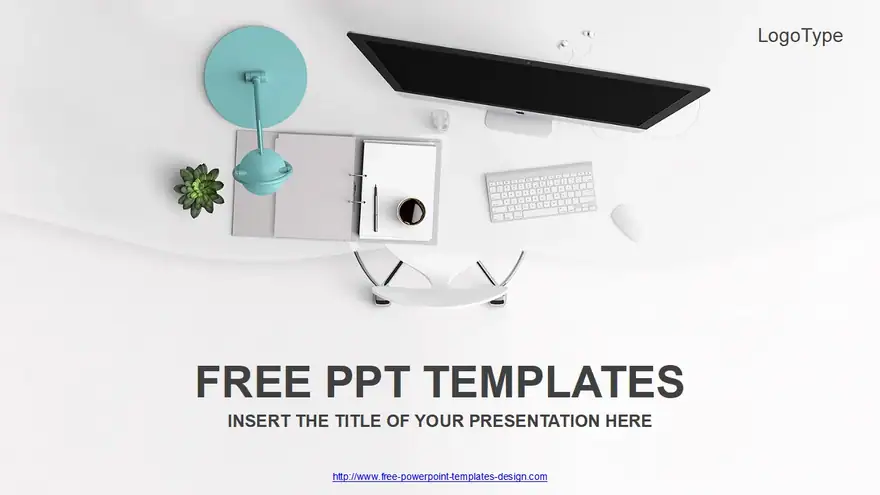 Simple Office Computer View PowerPoint Template