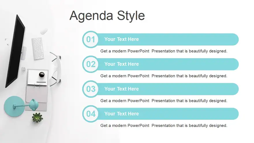 Simple Office Computer View PowerPoint Template
