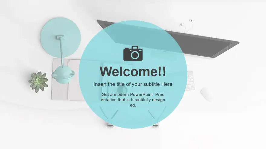 Simple Office Computer View PowerPoint Template
