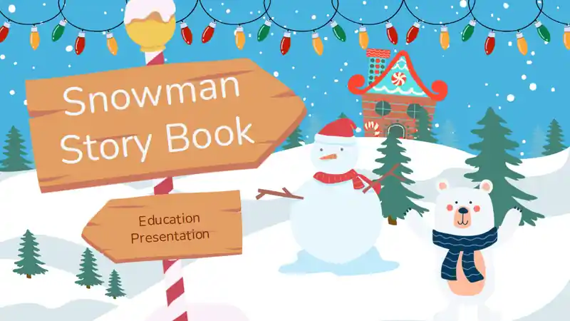 Illustrated Snowman Story Book Slides
