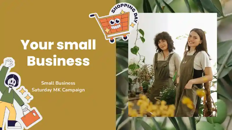 Illustrated Stickers Small Business Saturday Marketing Campaign Slides