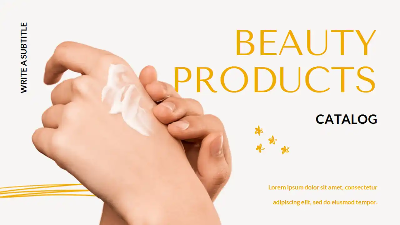 Minimal Doodle Beauty Products Catalog Slides