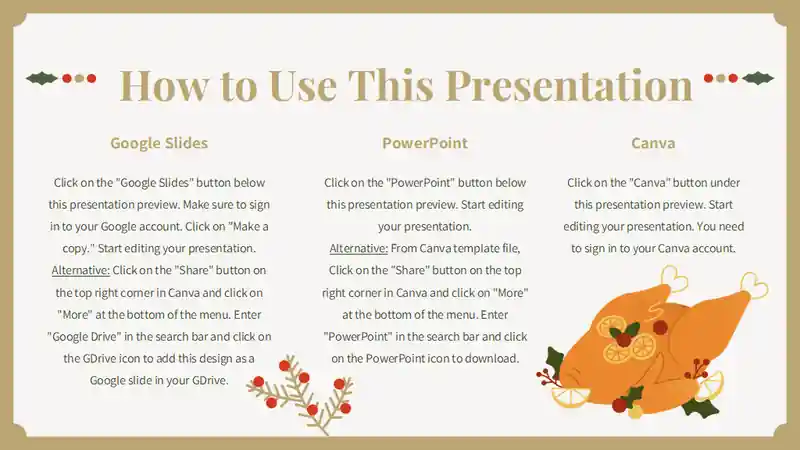 Minimal Illustrated Christmas Recipe Slides