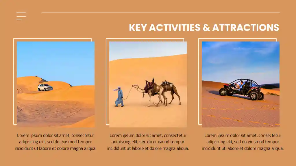 Modern Minimal Dubai Desert Safari Marketing Campaign Slides