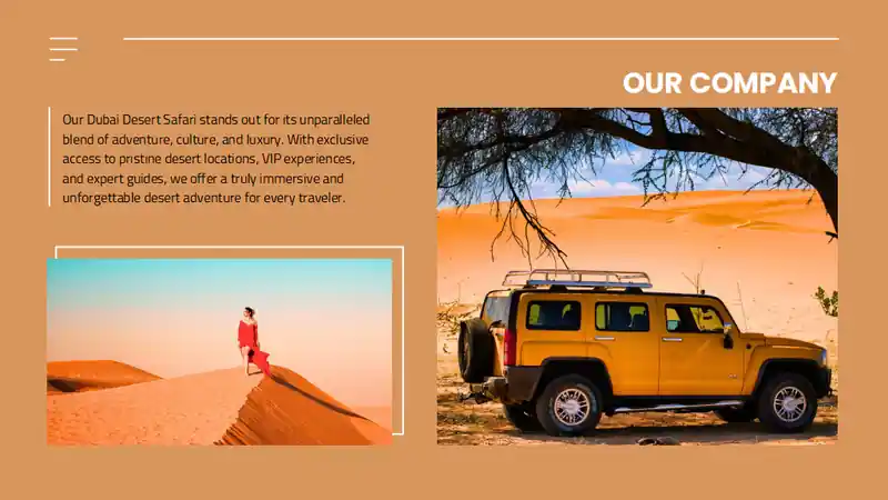 Modern Minimal Dubai Desert Safari Marketing Campaign Slides