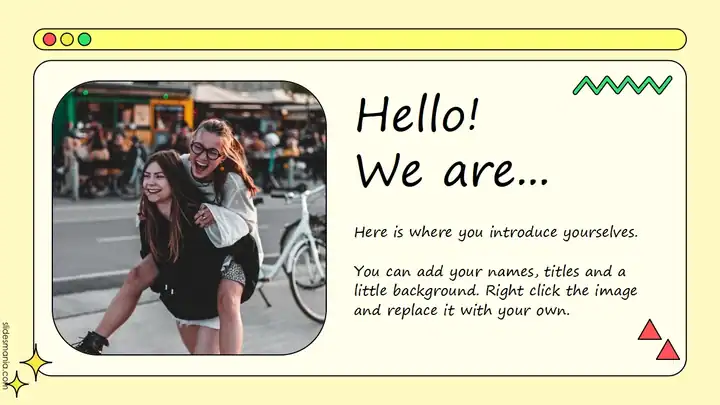Multipurpose Yellow OS interface free presentation template.