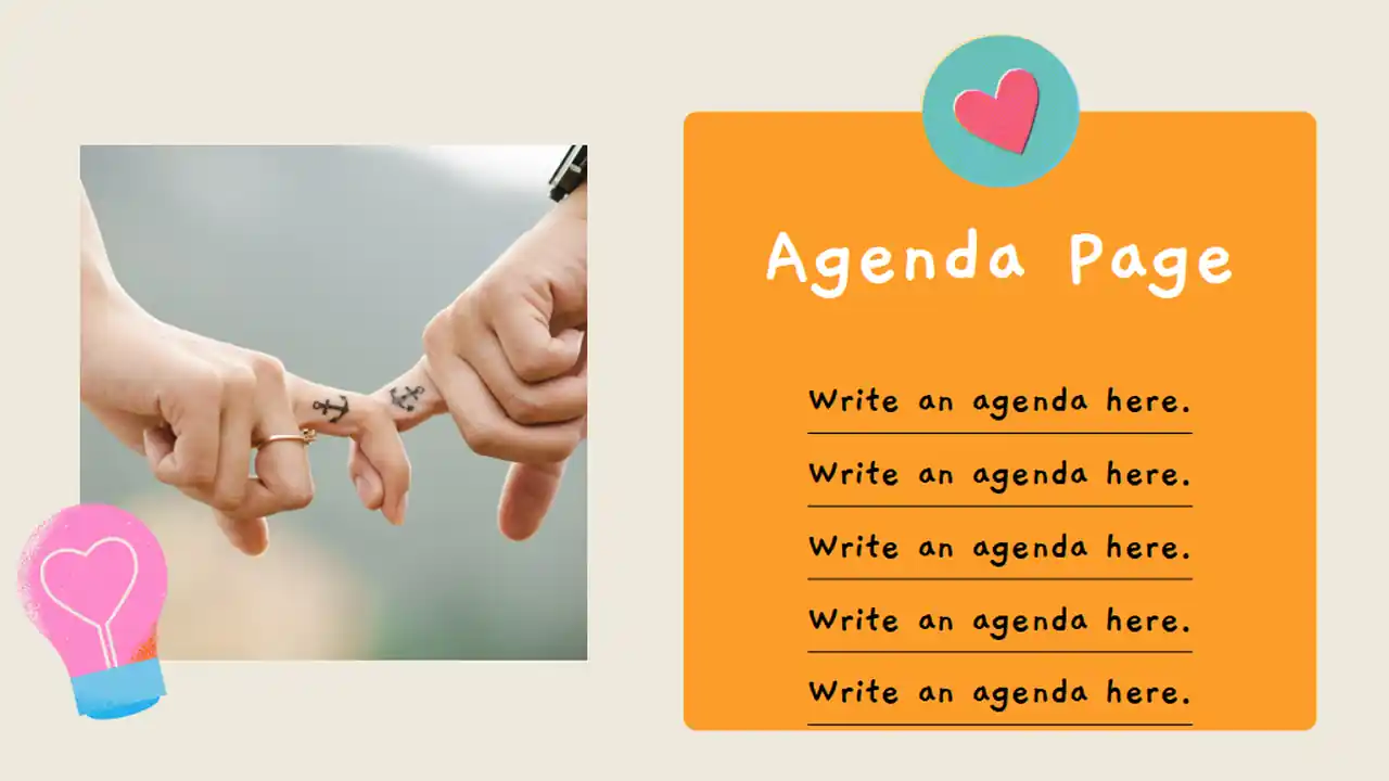 Orange Pink and Blue Cute Hearts Romance Novel Marketing Plan Slides