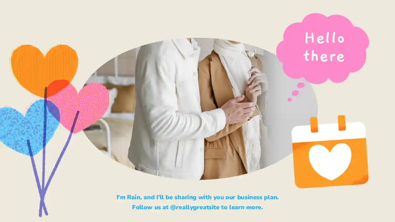 Orange Pink and Blue Cute Hearts Romance Novel Marketing Plan Slides
