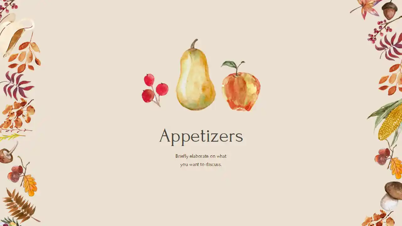 Watercolor Thanksgiving Restaurant Menu Slides