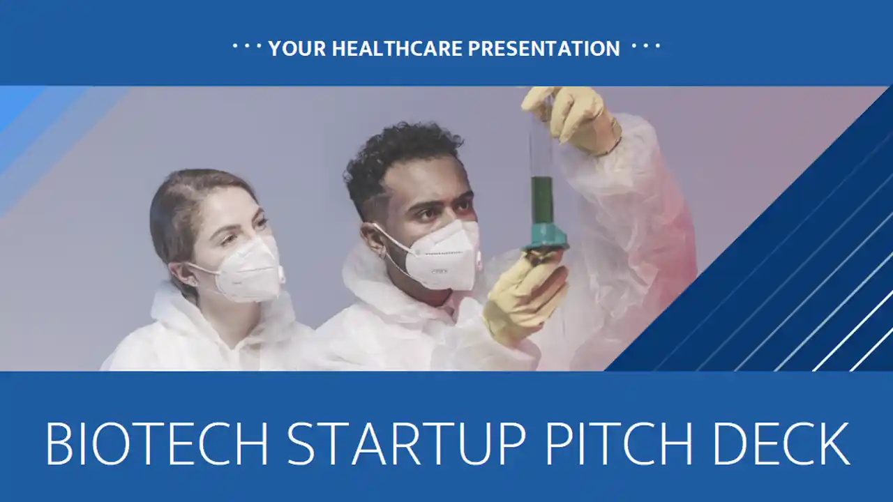 Blue and Navy Modern Biotech Business Startup Pitch Slides