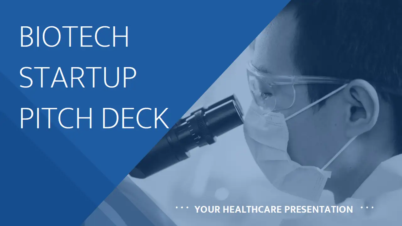 Blue and Navy Modern Biotech Business Startup Pitch Slides