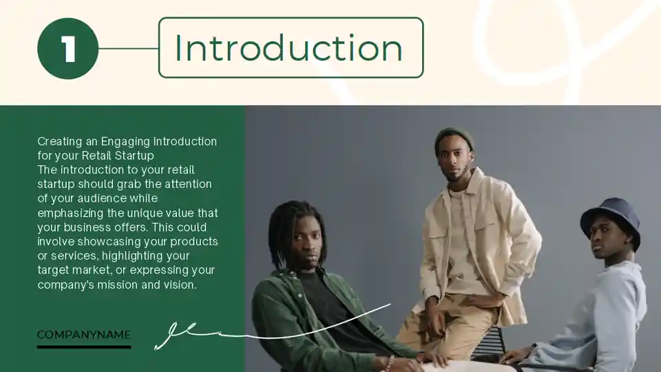 Green and Beige Retail Startup Pitch Deck