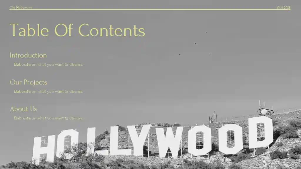 Minimal Old Hollywood Pitch Deck