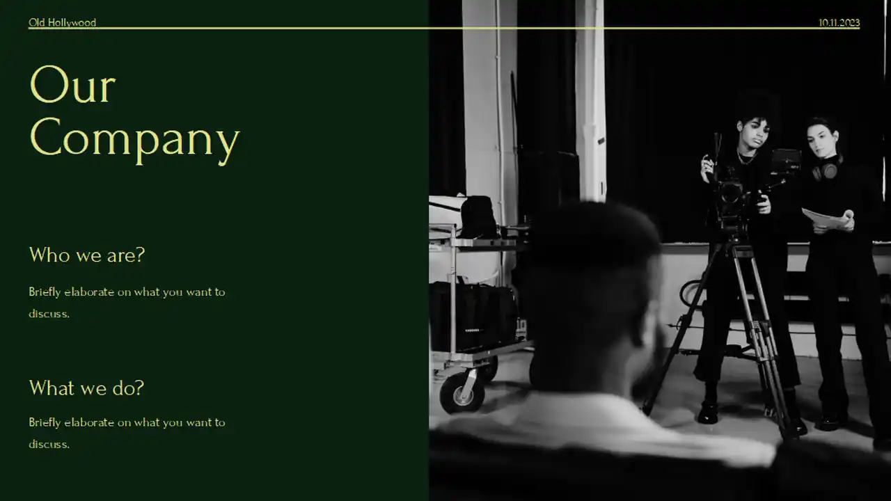 Minimal Old Hollywood Pitch Deck