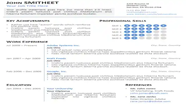 1-Page Minimalist Resume/CV Template for PowerPoint
