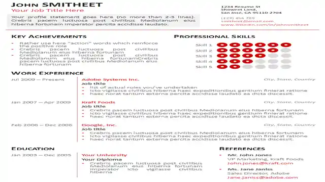 1-Page Minimalist Resume/CV Template for PowerPoint