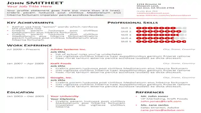 1-Page Minimalist Resume/CV Template for PowerPoint