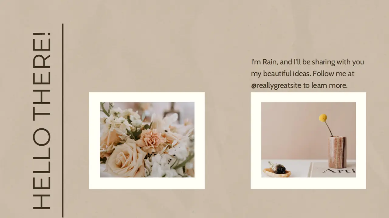 Beige Minimalistic Floral Pretty Portfolio Slides
