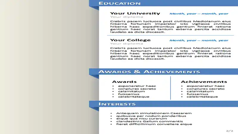 Free clean Resume/CV Template for Powerpoint
