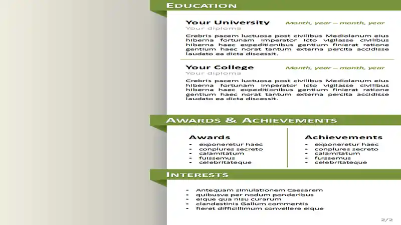 Free clean Resume/CV Template for Powerpoint