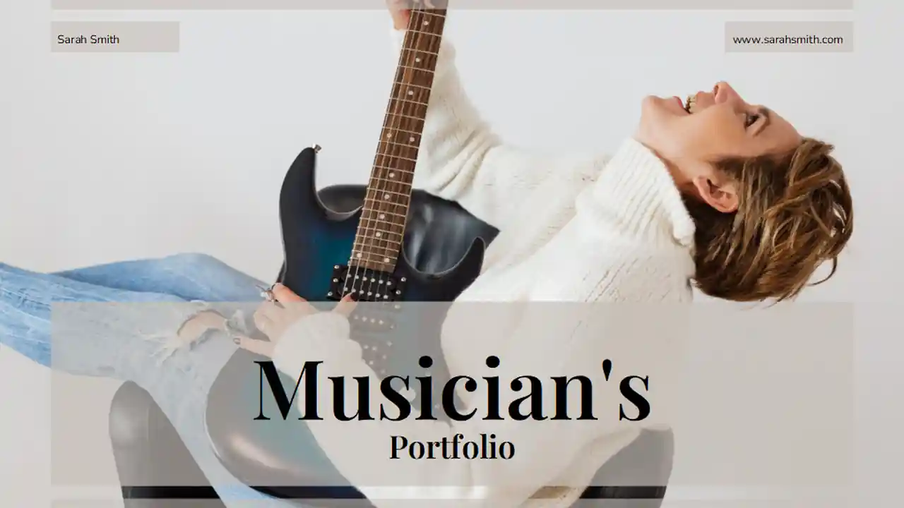 Musician's Portfolio Beige Minimal Business Portfolio  Slides