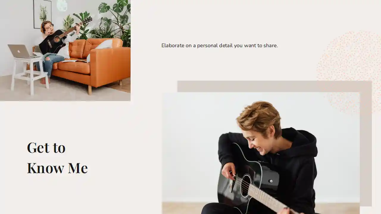 Musician's Portfolio Beige Minimal Business Portfolio Slides