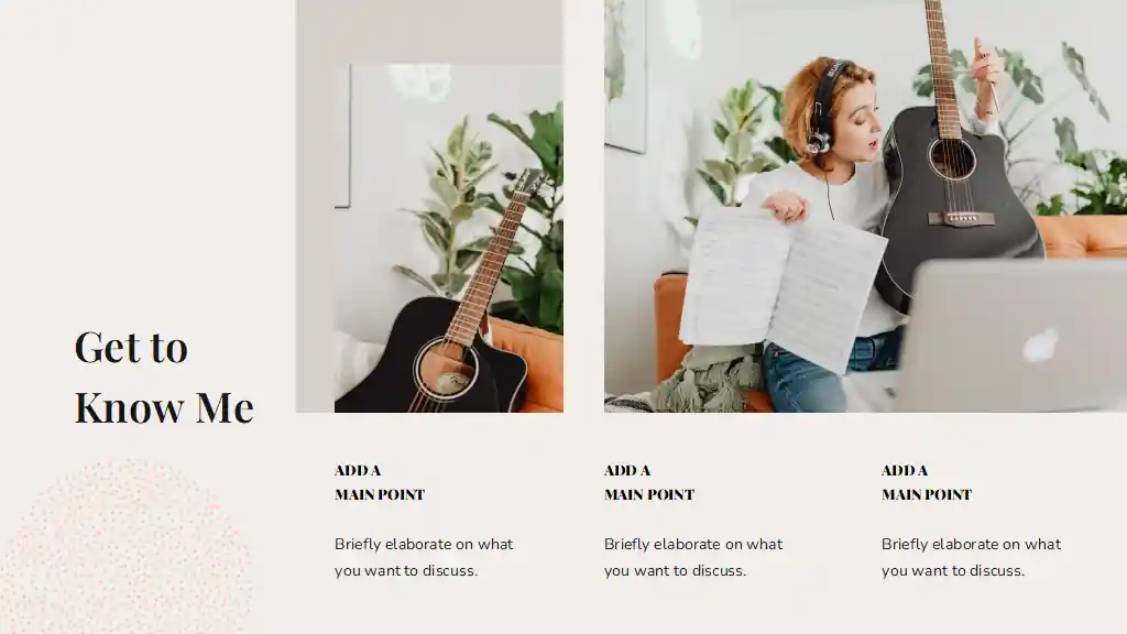 Musician's Portfolio Beige Minimal Business Portfolio Slides