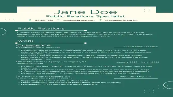 Public Relations Resume
