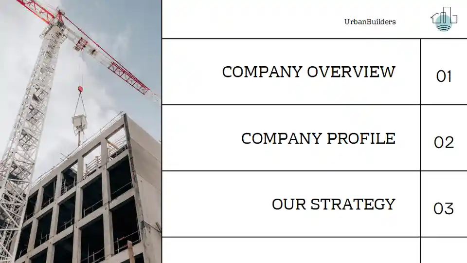 Clean Minimal Urban Construction Company Slides