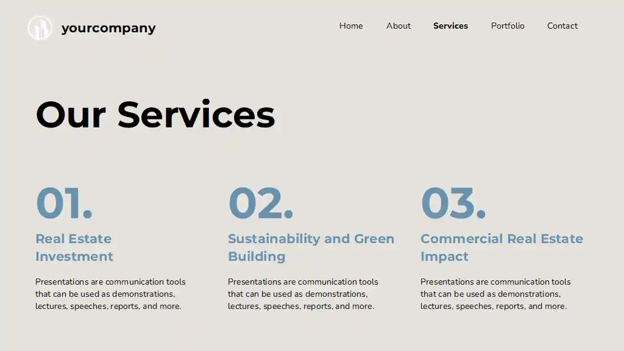Minimalistic Real Estate Open House Website Design Slides